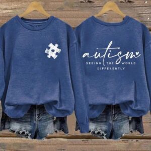 Seeing The World Differently Autism Awareness Art Print Pattern Casual Sweatshirt2
