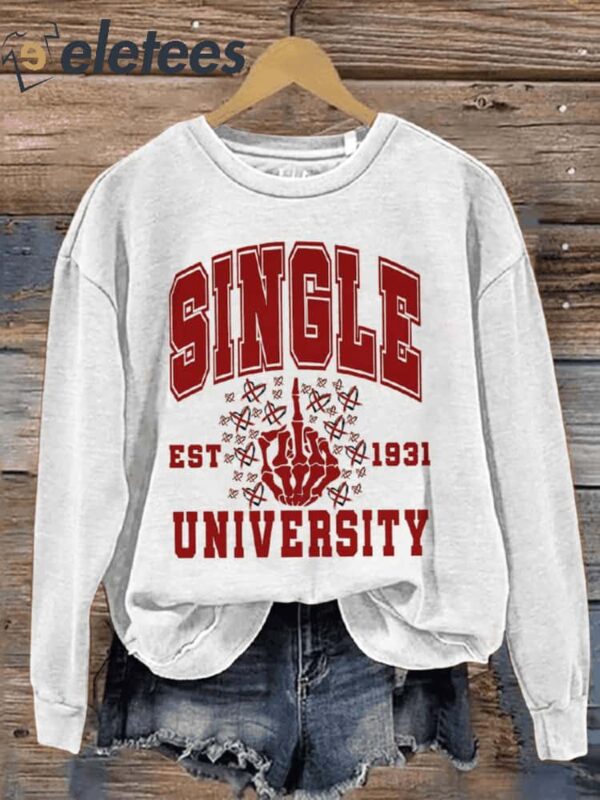 Single University Valentine’s Day Casual Print Sweatshirt