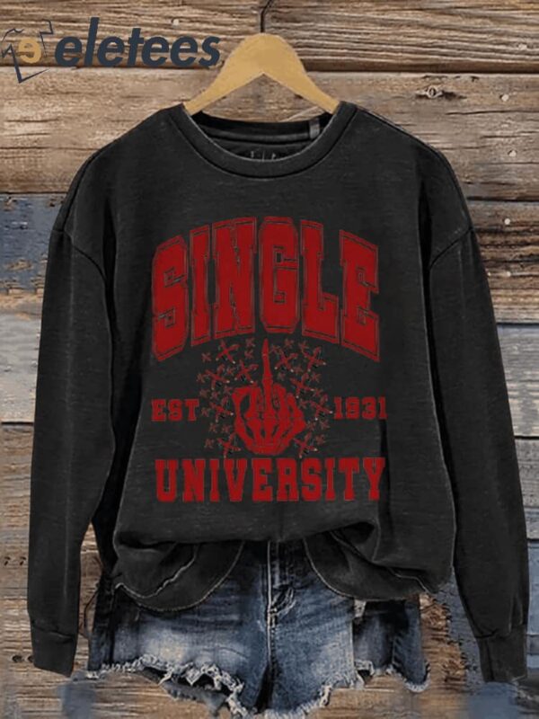 Single University Valentine’s Day Casual Print Sweatshirt