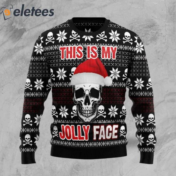 Skull This Is My Jolly Face For Unisex Knitted Ugly Christmas Sweater
