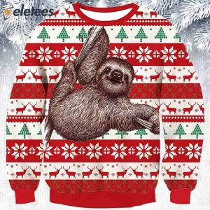 Sloth Climbing Ugly Christmas Sweater