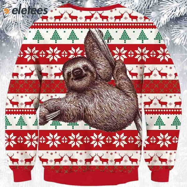 Sloth Climbing Ugly Christmas Sweater