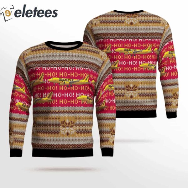 Spirit Airlines Airbus Knitted Ugly Christmas Sweater