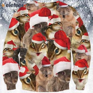 Squirrel Santa Hat Ugly Christmas Sweater 2