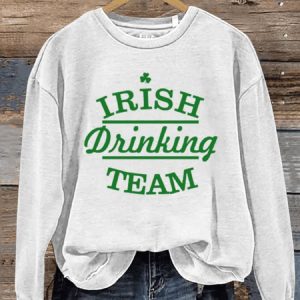St Patricks Day Shamrock Four Leaf Clover Irish Drinking Team Art Design Print Casual Sweatshirt1