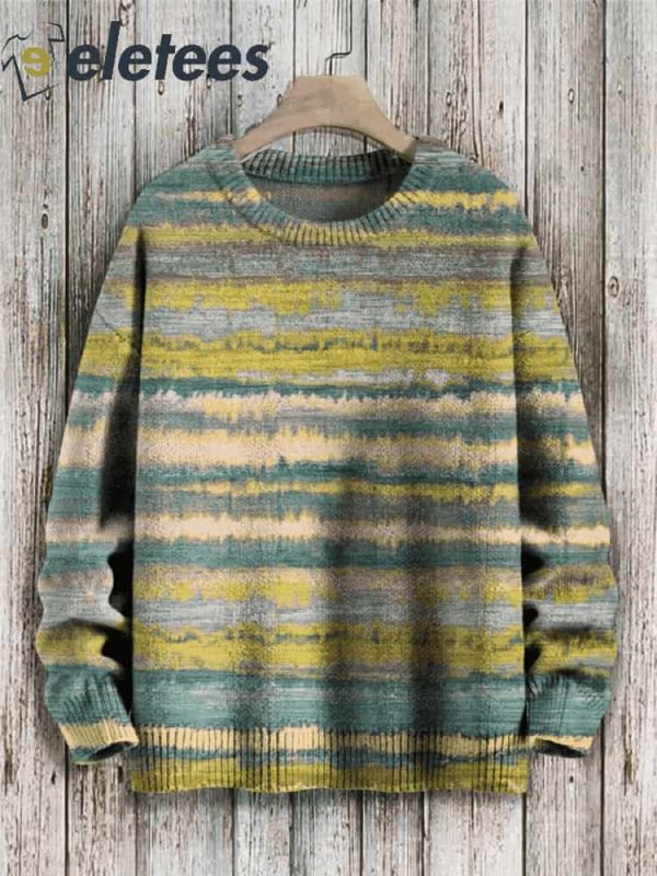 Stripe Art Knit Pullover Sweater