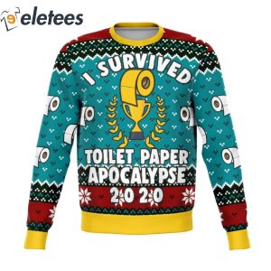 Survived Toilet Paper Apocalypse 2020 Knitted Ugly Christmas Sweater1