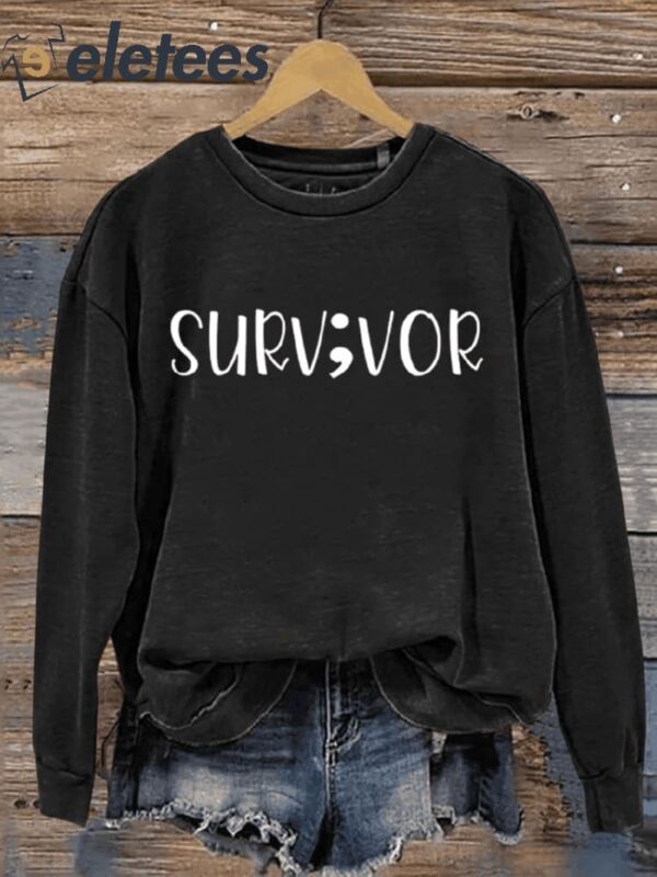 Survivor Art Print Pattern Casual Sweatshirt