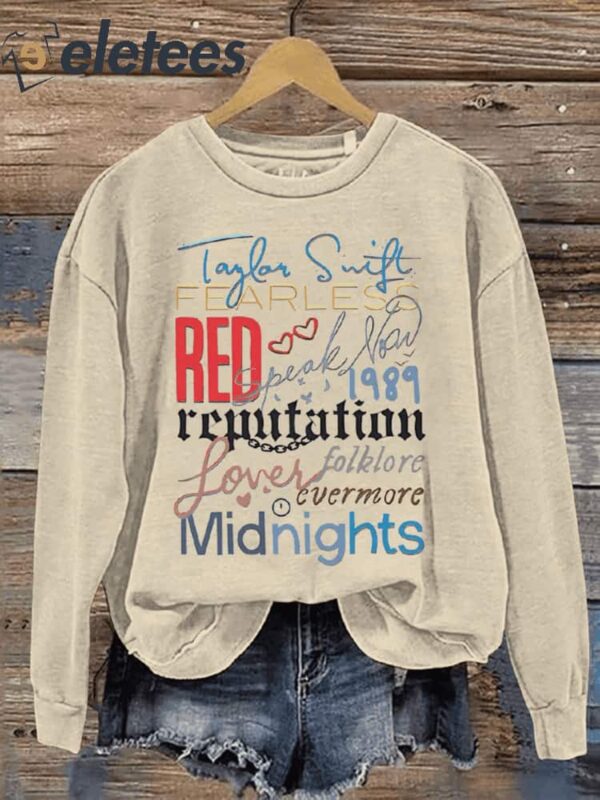 Swiftie Red Midnights 1989 Lover Casual Print Sweatshirt