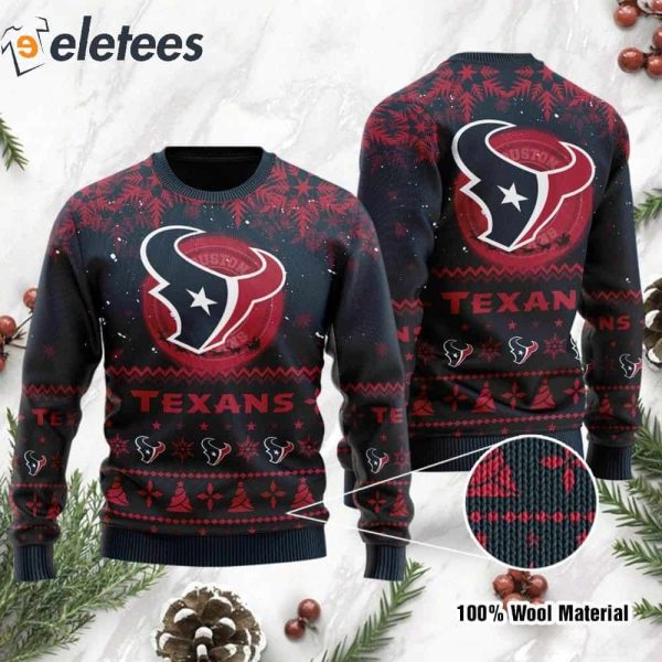 Texans Santa Claus In The Moon Knitted Ugly Christmas Sweater