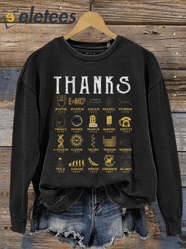 Thanks Scientists Casual Print Sweatshirt