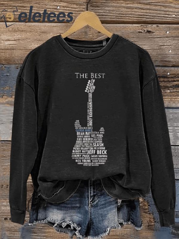 The Best Guitar Gift Guitar Legends Casual Print Sweatshirt