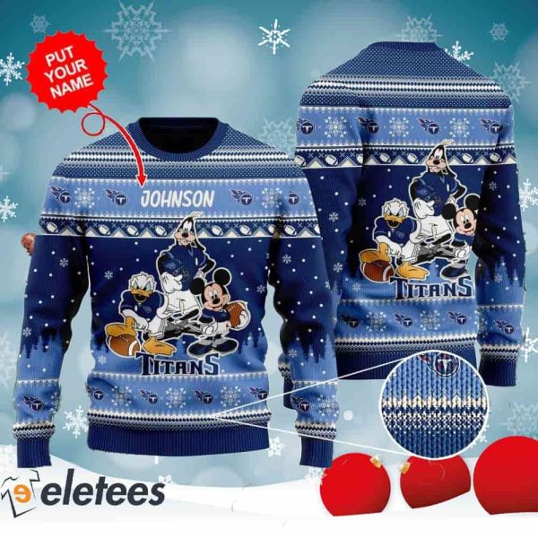 Titans Donald Duck Mickey Mouse Goofy Personalized Knitted Ugly Christmas Sweater