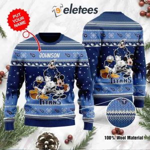 Titans Donald Duck Mickey Mouse Goofy Personalized Knitted Ugly Christmas Sweater1
