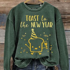 Toast To The New Year Letter Print Casual Sweatshirt1