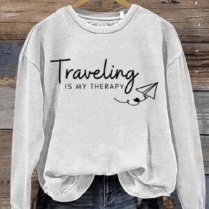 Traveling Is My Therapy Art Print Pattern Casual Sweatshirt1