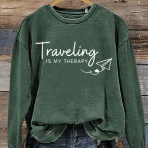 Traveling Is My Therapy Art Print Pattern Casual Sweatshirt2