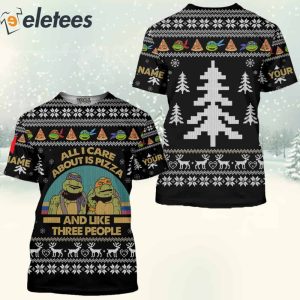 Turtle All I Care About Is Pizza Custom Name 3D Christmas Sweatshirt