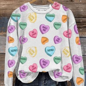 Valentine’s Day All Love Art Print Casual Sweatshirt