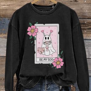 Valentines Day Be My Boo Casual Print Sweatshirt