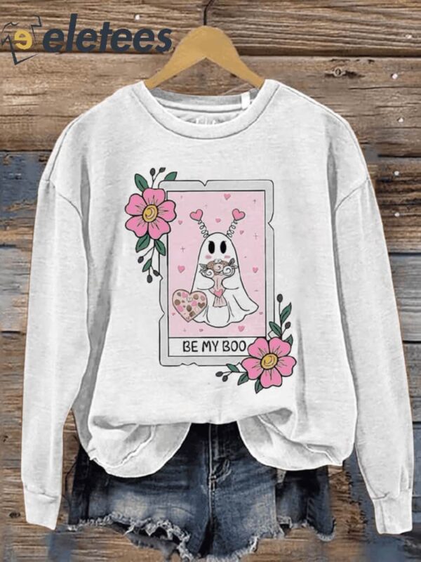 Valentine’s Day Be My Boo Casual Print Sweatshirt