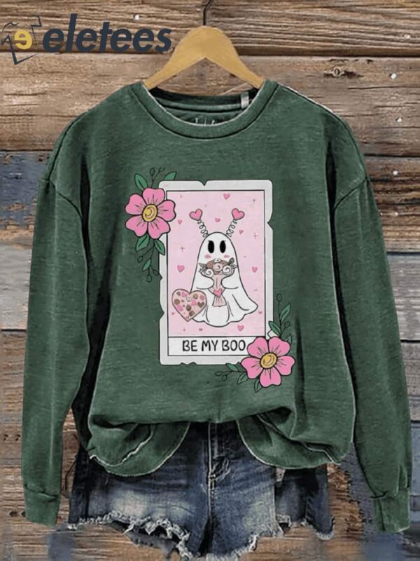 Valentine’s Day Be My Boo Casual Print Sweatshirt