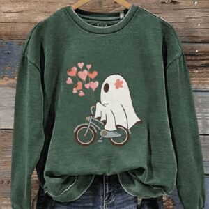 Valentines Day Cute Ghost Anniversary Gift For Wife Casual Print Sweatshirt2