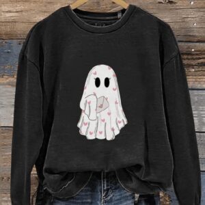 Valentines Day Ghost Casual Print Sweatshirt