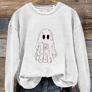 Valentines Day Ghost Casual Print Sweatshirt1
