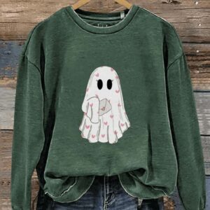 Valentines Day Ghost Casual Print Sweatshirt2
