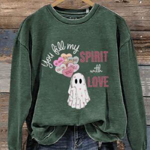 Valentines Day Ghost With Balloon Casual Print Sweatshirt2