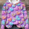 Valentine’s Day Lovely Hearts Art Pattern Print Casual Hoodie