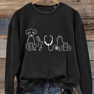 Veterinarian Pet Doctor Gift Art Design Print Casual Sweatshirt