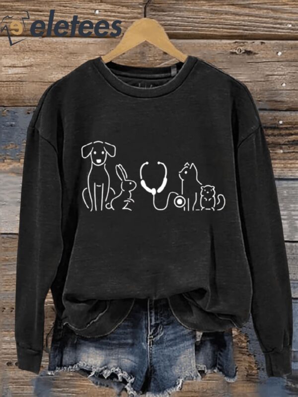 Veterinarian Pet Doctor Gift Art Design Print Casual Sweatshirt