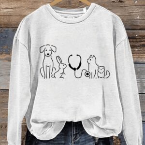 Veterinarian Pet Doctor Gift Art Design Print Casual Sweatshirt 2