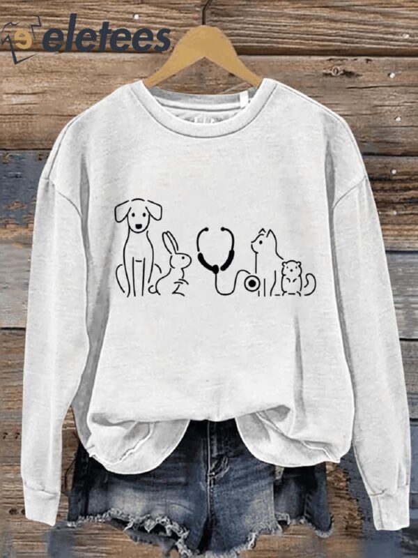 Veterinarian Pet Doctor Gift Art Design Print Casual Sweatshirt