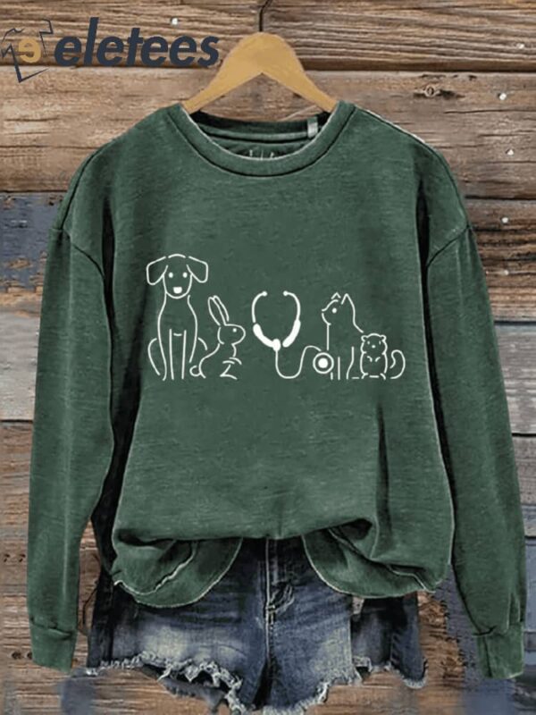 Veterinarian Pet Doctor Gift Art Design Print Casual Sweatshirt