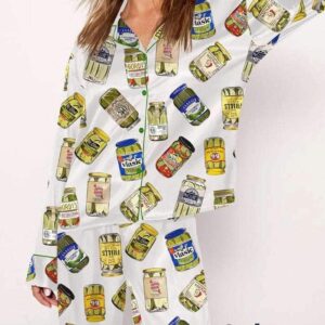 Vintage Canned Pickles Long Sleeve Pajama Set