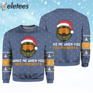 Wake Me When You Need Presents Halo Ugly Christmas Sweater 3