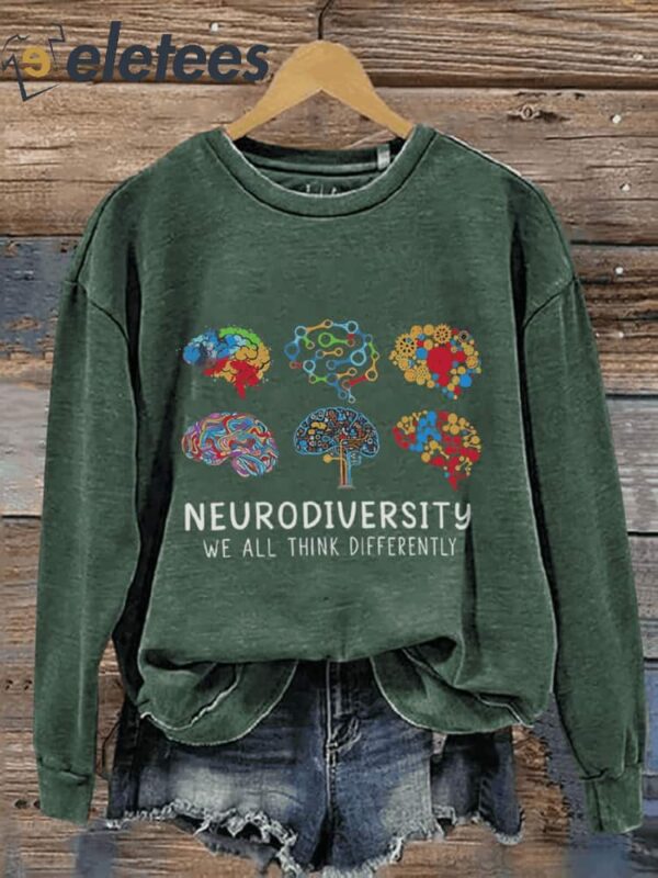We All Differently Autism Awareness Casual Print Sweatshirt