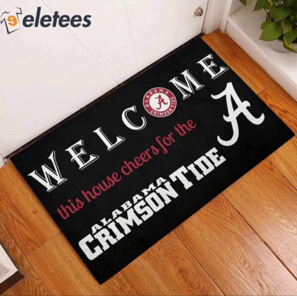 Welcome This House Cheers For The Crimson Tide Doormat