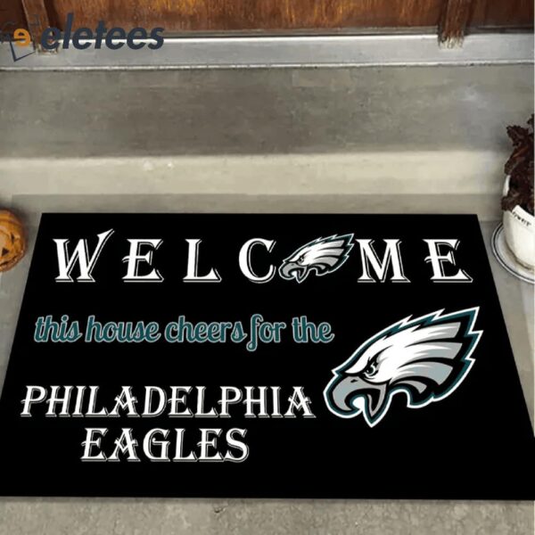 Welcome This House Cheers For The Philadelphia Eagles Doormat