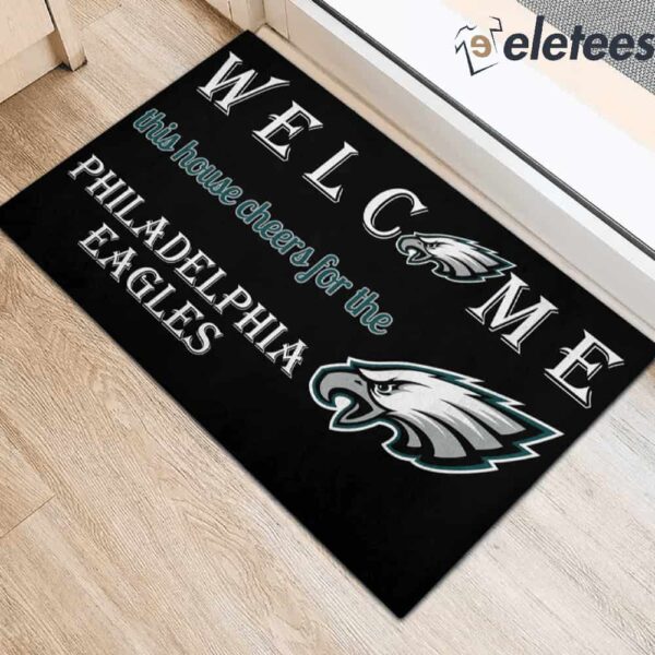 Welcome This House Cheers For The Philadelphia Eagles Doormat