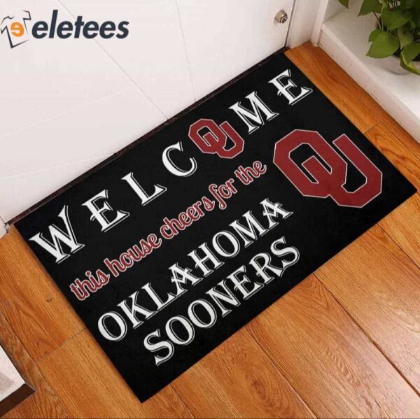 Welcome This House Cheers For The Oklahoma Sooners Doormat
