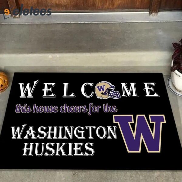 Welcome This House Cheers For The Huskies Doormat