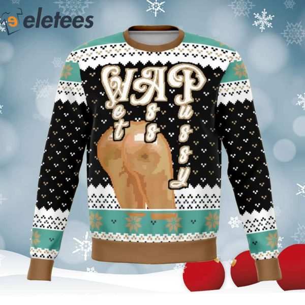 Wet Ass Pussy Initials Knitted Ugly Christmas Sweater