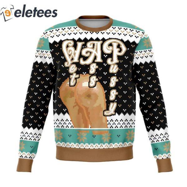 Wet Ass Pussy Initials Knitted Ugly Christmas Sweater