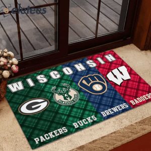 Wisconsin Sport Teams Packers Bucks Brewers Badgers Doormat