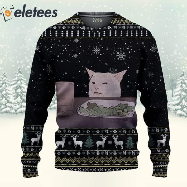 Woman Yelling At Cat Meme 3D All Over Print Christmas Sweatshirt