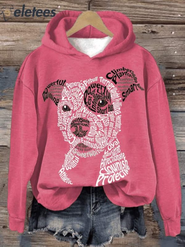 Women’S American Pit Bull Terrier Print Long Sleeve Sweatshirt